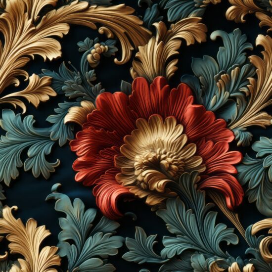 Luxurious Brocade Fabric Ornate Texture Seamless Pattern
