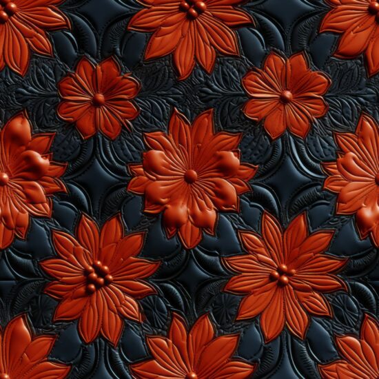 Luxuriously Textured Leather Floral Delight Seamless Pattern