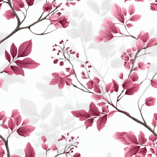 Magenta Blossom: Botanical Oak Floral Design Seamless Pattern