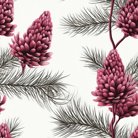 Magenta Engraved Pine Delight Seamless Pattern