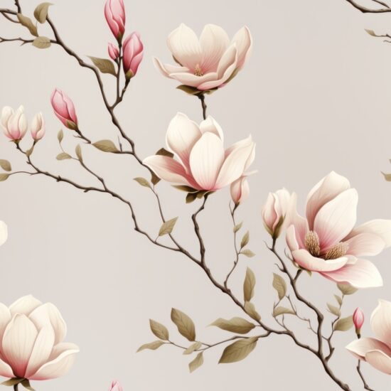 Magnolia Bliss: Delicate Botanical Floral Seamless Pattern