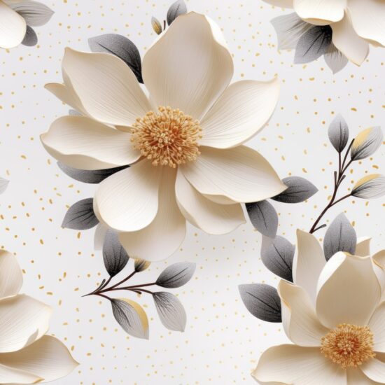 Magnolia Blossom Pointillism Design Seamless Pattern