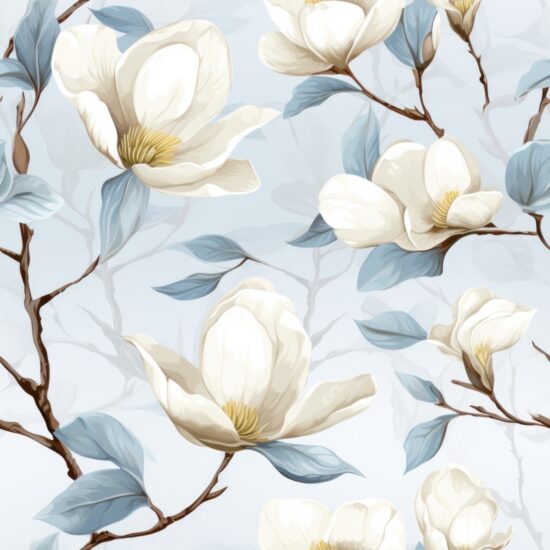 Magnolia Delight Floral Art Seamless Pattern