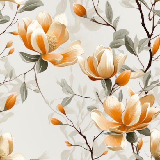 Magnolia Floral Delight Seamless Pattern