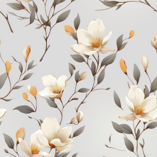 Magnolia Watercolor Floral Delight Seamless Pattern