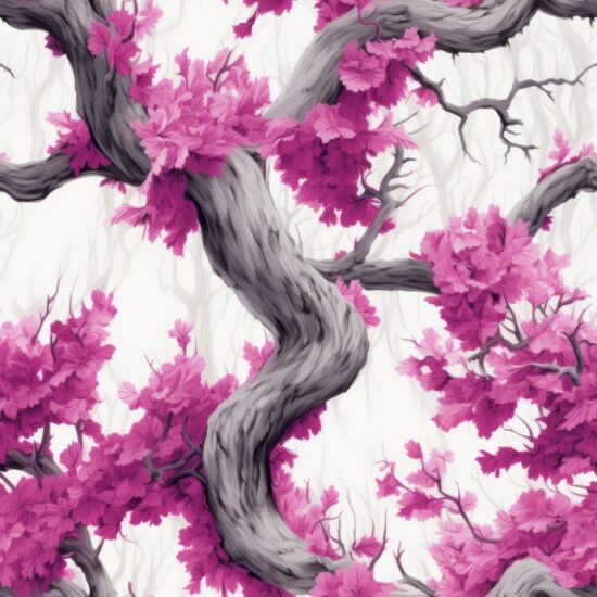 Majestic Oak Blossom Elegance Seamless Pattern