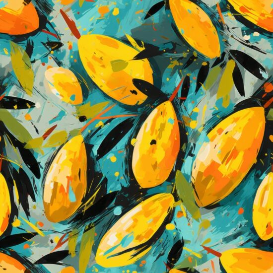 Mango Expressionism: Modern Art Paint Seamless Pattern