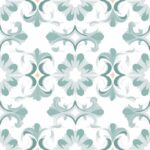 Minimalistic Damask: Turquoise and Grey Floral Seamless Pattern