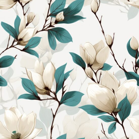 Minimalistic Magnolia Crosshatch: Floral Design Seamless Pattern