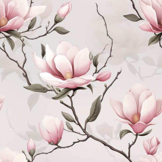 Minimalistic Magnolia Floral Design Seamless Pattern