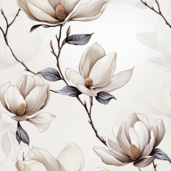 Minimalistic Magnolia: Watercolor Floral Design Seamless Pattern