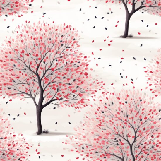 Minimalistic Oak Blossom Painting Seamless Pattern