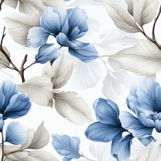 Minimalistic Oak Floral Harmony: Naturalistic Oil Paint Style Seamless Pattern