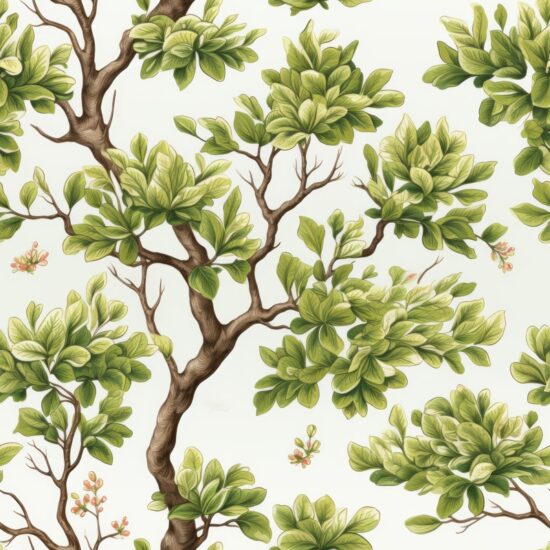 Minimalistic Oak in Botanical Style Seamless Pattern