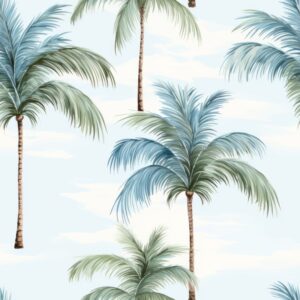 Minimalistic Palm Tree Watercolor Pattern Seamless Pattern