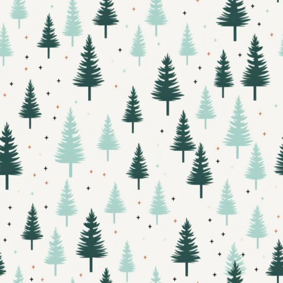 Minimalistic Pine Forest Illustration Design Seamless Pattern