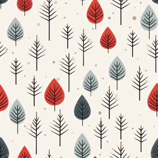 Minimalistic Pine Leaf Illustration Design Seamless Pattern