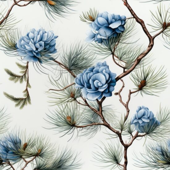 Minimalistic Pine Oil Paint Style Design Seamless Pattern
