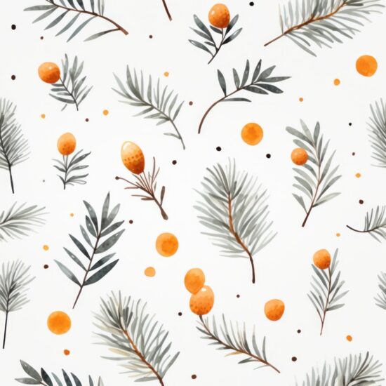 Minimalistic Pine Watercolor Pattern Seamless Pattern