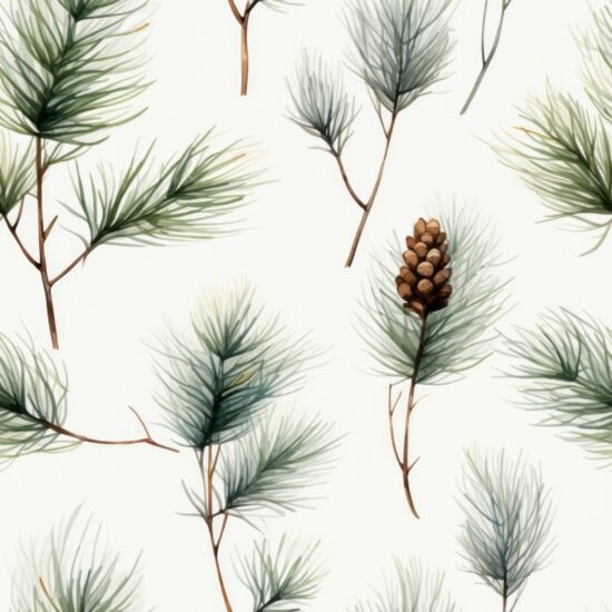 Minimalistic Pine Watercolor Pattern Seamless Pattern