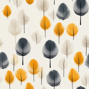 Minimalistic Pine Woodcut: Clean Grey + Yellow Seamless Pattern