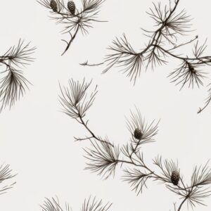 Minimalistic Pine in Botanical Style Seamless Pattern