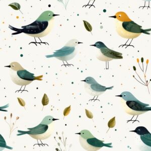 Minimalistic Pointillism Birds on Subtle Grey Background Seamless Pattern