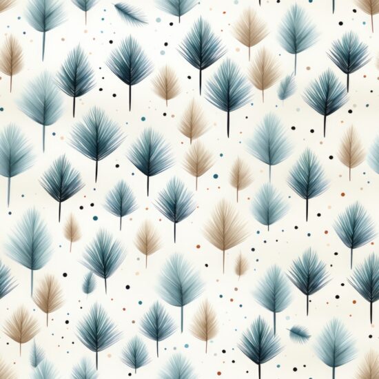 Minimalistic Pointillism Pine on Grey Seamless Pattern