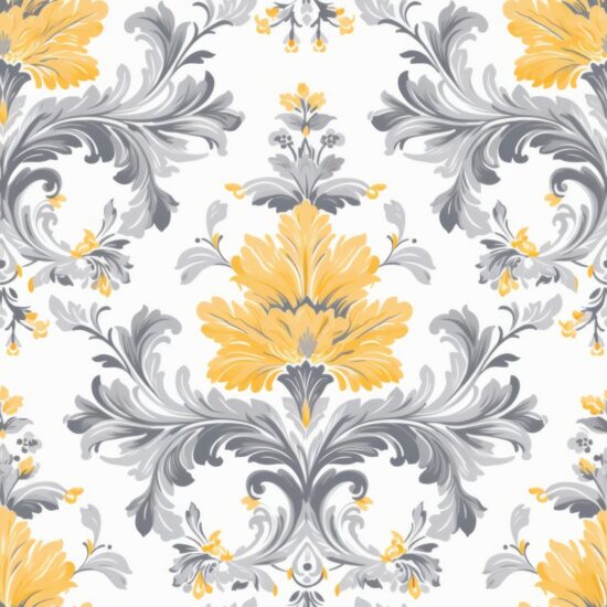 Minimalistic Watercolor Damask: Floral Elegance Seamless Pattern