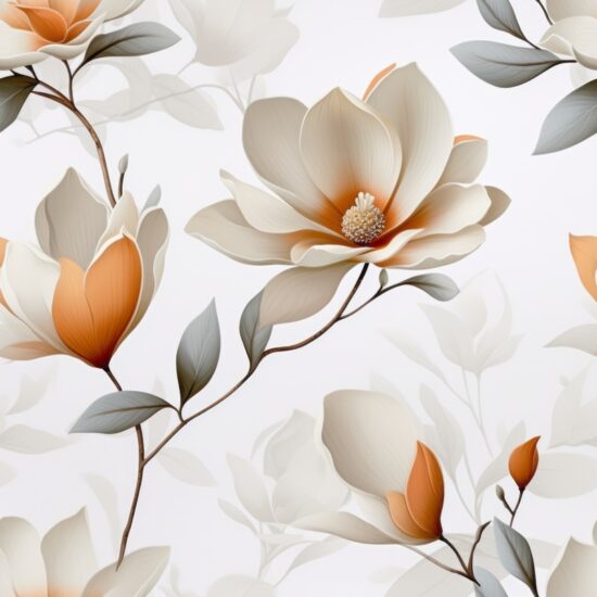 Minimalistic Watercolor Magnolia Design Seamless Pattern