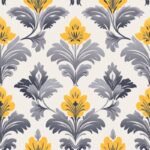 Minimalistic Woodcut Damask - Gray & Yellow Seamless Pattern