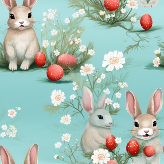 Minty Bunny Delight Seamless Pattern