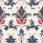 Mod Damask: Clean Subtle Grey & Red Floral Seamless Pattern