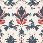 Mod Damask: Clean Subtle Grey & Red Floral Seamless Pattern