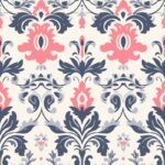 Modern Floral Damask: Minimalistic Illustrated Design Seamless Pattern