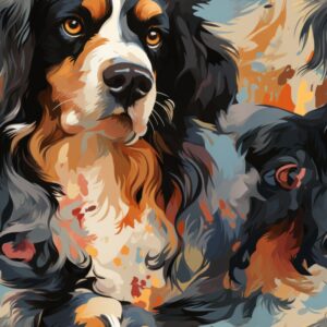 Modern Oil Painted Dog Portrait Seamless Pattern
