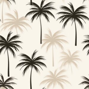 Modern Palm Tree Illustration - Clean and Subtle Seamless Pattern