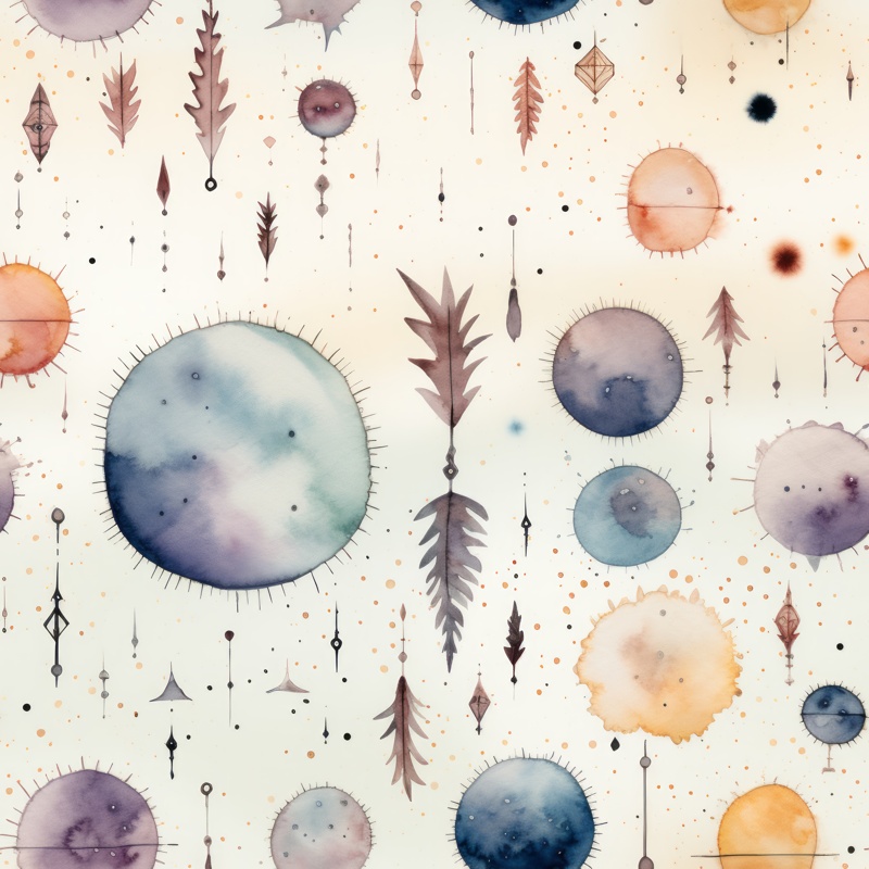 Moonlight Enchantment: Bohemian Watercolor Pattern Seamless Pattern