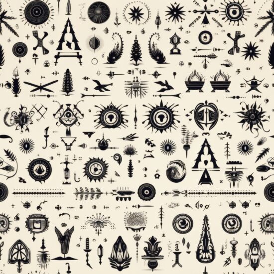 Mystic Ink Occult Symbols Design Seamless Pattern