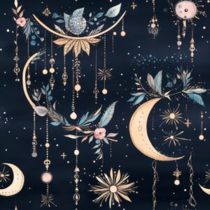 Mystical Bohemian Moon Bliss Seamless Pattern