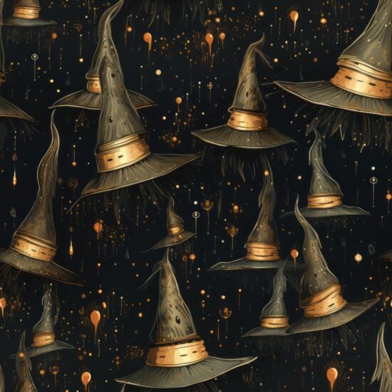 Mystical Witches Hat Delight Seamless Pattern