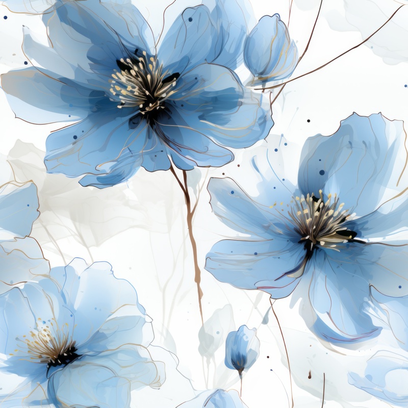 Naturalistic Anemone Flower Artwork for Design Projects Seamless Pattern
