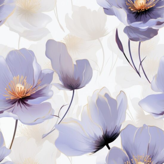 Naturalistic Floral Beauty with Subtle Grey & Purple Seamless Pattern