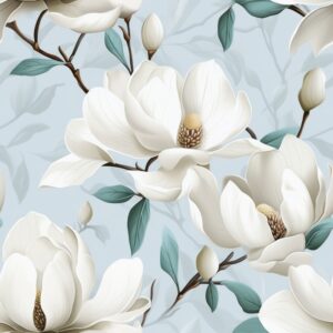 Naturalistic Magnolia Blooms - Minimalistic Floral Pattern Seamless Pattern
