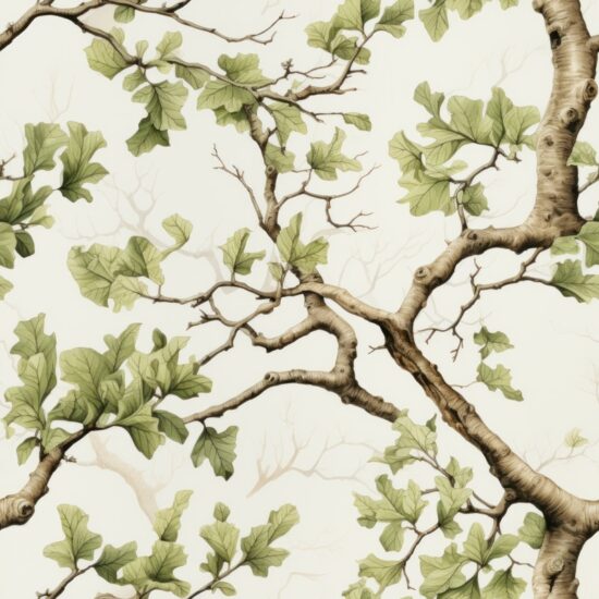 Naturalistic Oak Leaf Pattern Design Seamless Pattern
