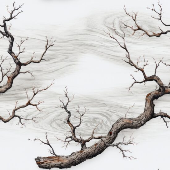 Naturalistic Oak Sketch on Subtle Grey Seamless Pattern