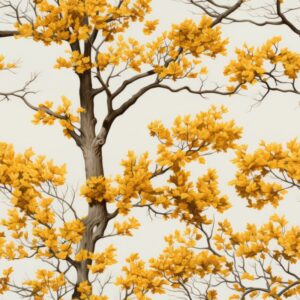 Naturalistic Oak in Subtle Grey and Yellow Seamless Pattern