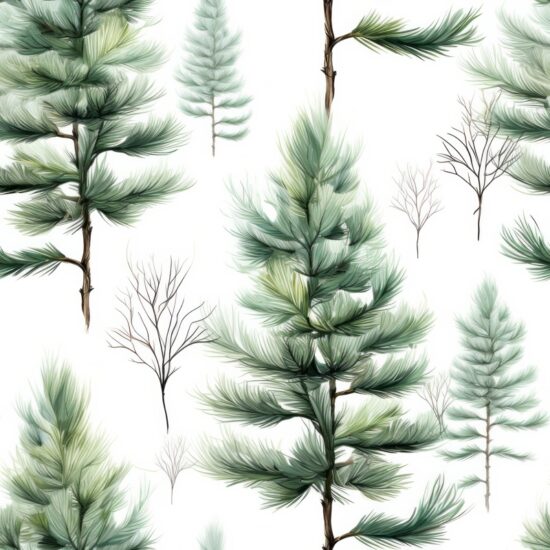 Naturalistic Pine Conifer Artwork for Design Seamless Pattern