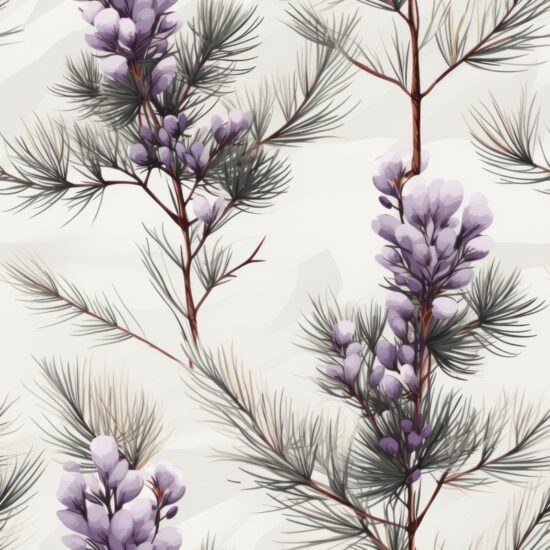 Naturalistic Pine: Subtle Grey & Purple Seamless Pattern