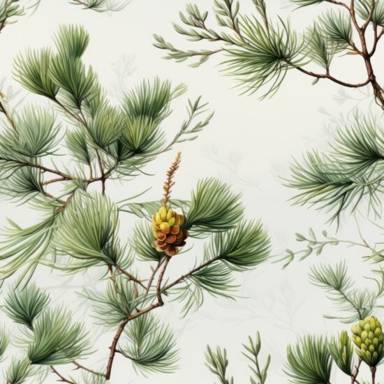 Naturalistic Pine Tree Artwork for Sale Seamless Pattern